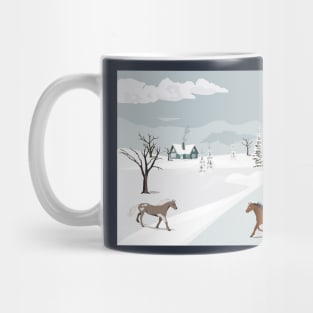 horses and winter Mug